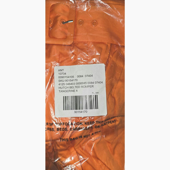 NWT Anthropologie x Hutch Belted V-Neck Romper $168 SIZE 4 Tangerine - Picture 5 of 5